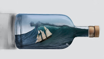Boat in a bottle design graphic design illustration