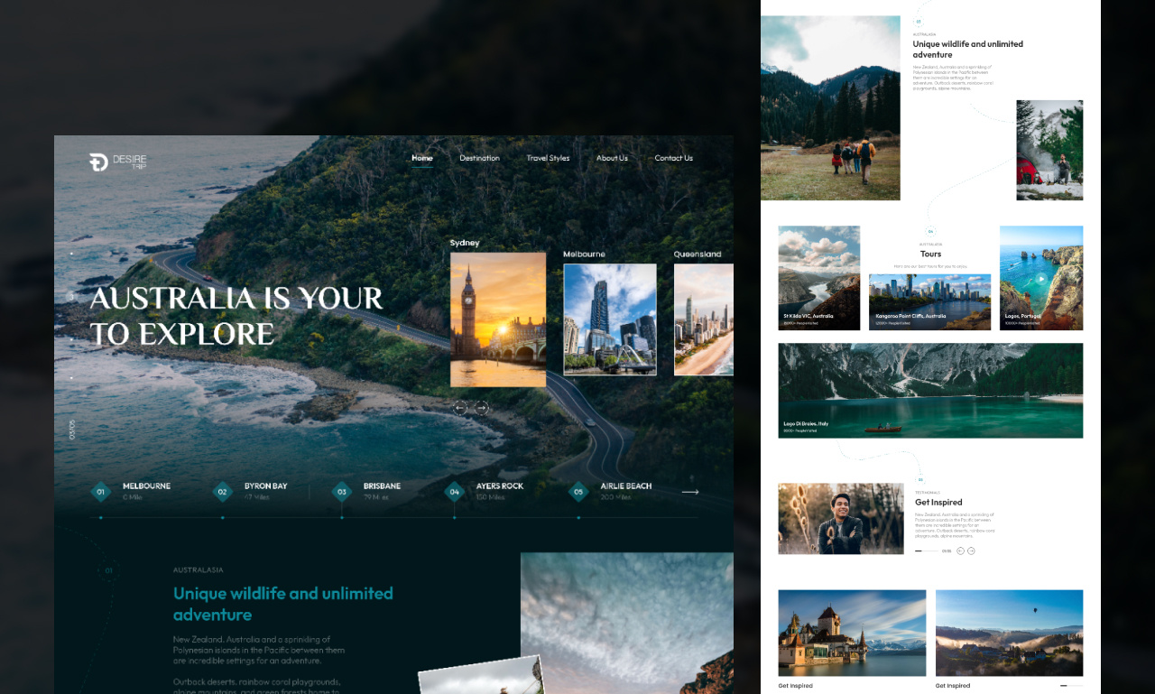 Desire travel adobe xd booking branding clean design explore figma hotel illustration landing logo minimal morden nature tour travel ui ui design uidesign white