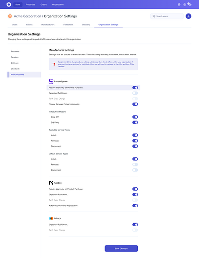 Organization Settings admin design settings ui ux web app website