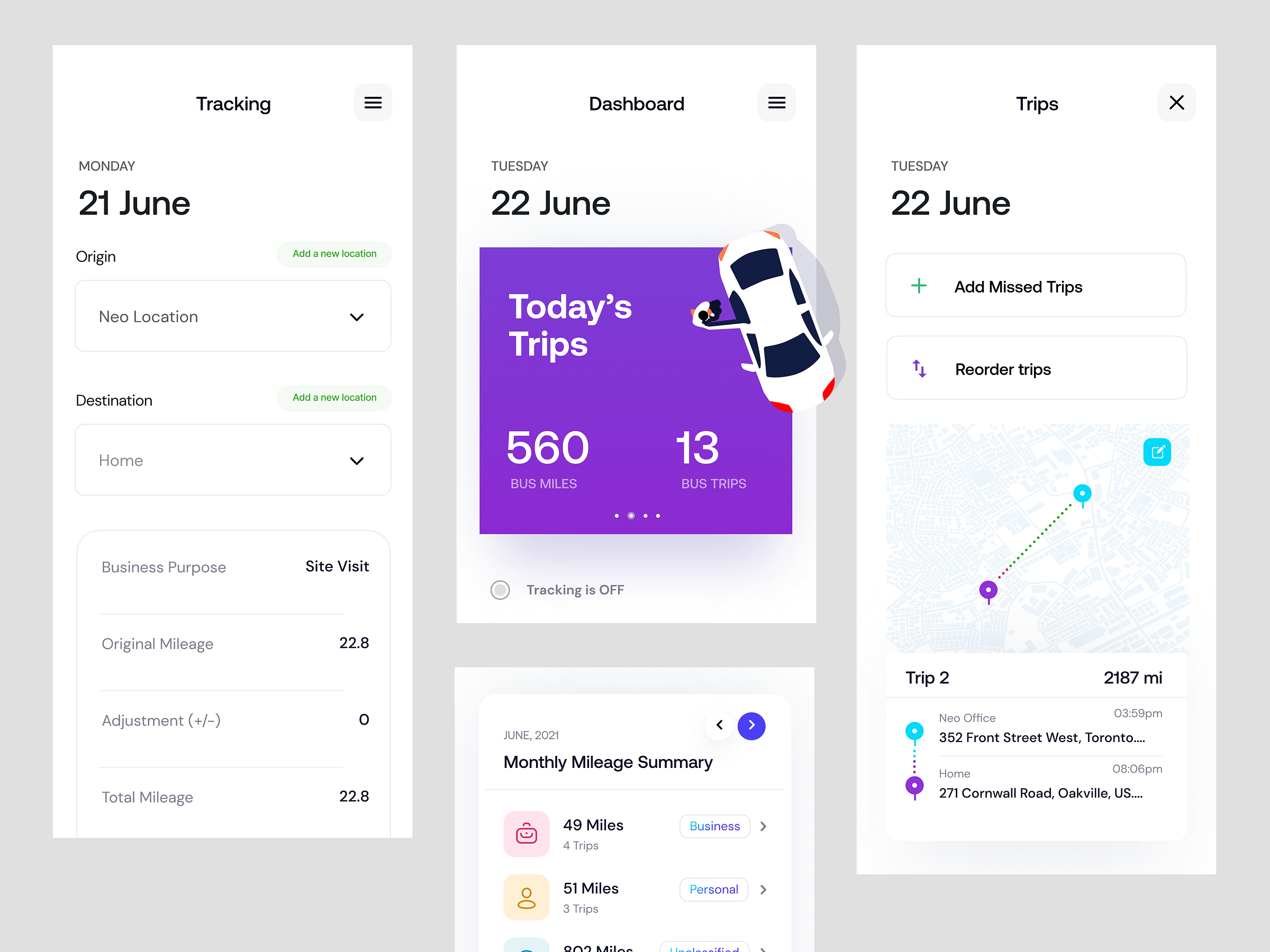 Cardata Mobile Mileage UI by Sanmi Ibitoye on Dribbble
