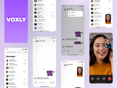 Voxly - Minimalistic Chat App app dailyui design logo minimal ui ux
