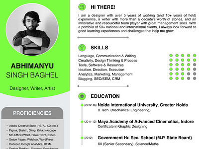 Resume/CV by Abhimanyu Singh Baghel on Dribbble