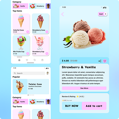 Delectable Ice Cream Shop App Design for Figma | Stunning Visual app design app screen design app ui app ui design app ui ux app ux deisgn design figma ice cream app ice cream shop app design icea cream shop app landing page ui ux