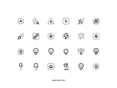 Iconly Pro, Electricity Category! bulb charge charger dock electricity icon icondesign iconly pro iconography iconpack icons iconset light