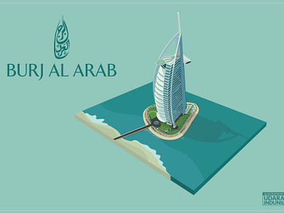 Isometric Illustration - Burj Al Arab - Dubai art branding burj al arab design dubai dubai design dubai hotel illustration isometric minimalist palm jumeirah udara indunil udarts dubai vector