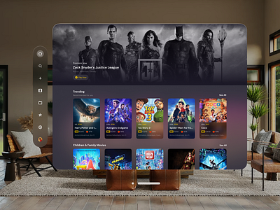 Streaming Movie Concept - Apple Vision Pro apple design apple vision apple vision pro ar design augmented reality ios movie streaming spatial ui streaming movie apple vision pro ui apple vision pro ui vision pro virtual reality vision pro