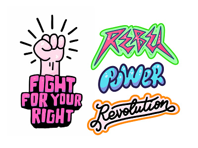 Fight for Your Right cartoon color colouurful cute design fight for your right fist font illustration lettering logo power rebel revolution typography