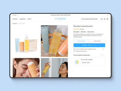 La Rosée branding cosmetic dailyui design figma gradient headless minimal shopify storyblock typography ui ux web website