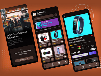 E-Commerce Mobile App_Shopping app black branding cart chocolate design designer graphic design mobile mobile app shop shopping tefa ui ui ux uiux user interface watch