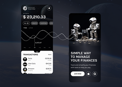 Finance Management App app astronaut design figma finance hero screen management onboarding space statistic stats ui uxui