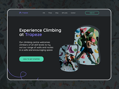 Climbing Centre - Homepage design ui ux web