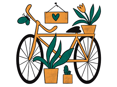 Bike rental bike bike rental fahrrad flower illustration illustrator rental summer