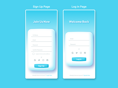 LogIn & SignUp Page app claymorphism daily ui 001 login page mobile ui signup page typography ui