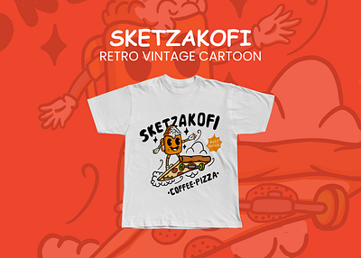 Tshirt Illustration retro vintage style cartoon HAPPY PIZZA artist branding design graphic design illustration procreate retro travel tshirt design vintage