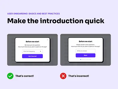 Tip for designing user onboarding: Make the introduction quick basic ux best practice best practices education onboarding tip ui user onboarding ux uxcel web app web application