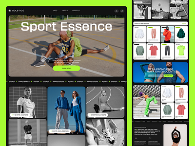 Solstice - E-commerce activity branding clothes dark e commerce energy fashion green health shop shopify sport store tranding ui ux ui web design web designer webdesign website