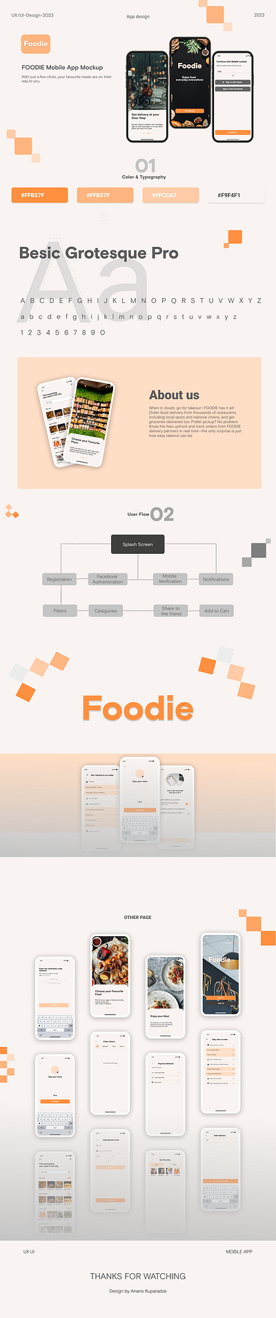 FOODIE - Mobile App for Food Delivery (Exam Project) animation design exam project figma food delivery ui uiux design ux