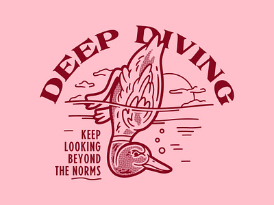 Deep Diving branding design diving doodle duck illustration quote type typography vector