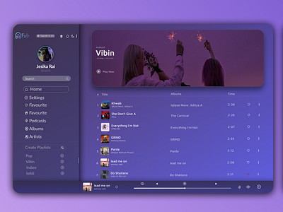 Music web app design ui