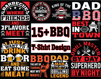 BBQ T-Shirt Design Bundle. grill