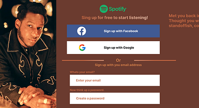 New Spotify Signup Experience branding design graphic design logo ui ux