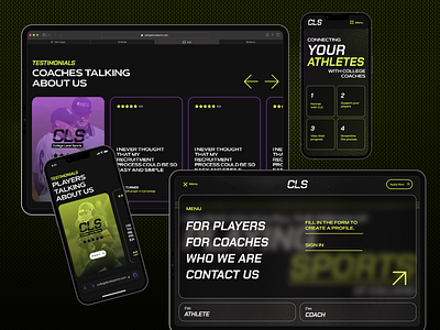 CLS - College Level Sports. Desktop and mobile design athlete coach design desktop mobile app mobile version sports ui ux webdesign website