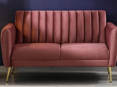 Upto 36% OFF on Fidel Velvet 2 Seater Sofa In Blush Pink Colour pepperfry