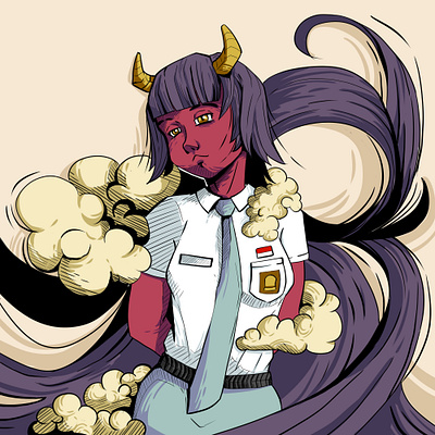 devil girl student illustration 2d artwork drawing graphic design illustration