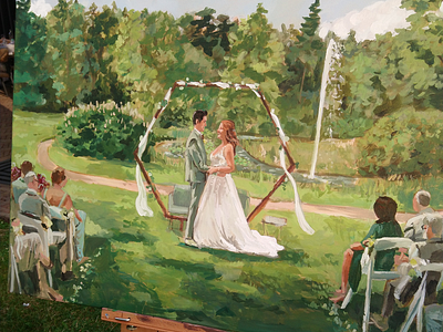 Live wedding painting in the Netherlands acrylic paint green live painting live wedding painting marriage painting wedding wedding couple wedding present