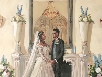 Detail from castle ceremony wedding painting bride castle groom live painter live wedding painting painting wedding wedding ceremony wedding couple wedding painting