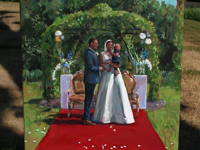 Live wedding painting from sunny outdoor ceremony acrylic paint heemskerk live wedding painting love outdoors painting sunlight wedding ceremony wedding couple wedding painting