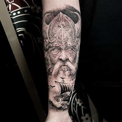 Half Sleeve Odin Tattoo halfsleeve halfsleevetattoo odintattoo tattoobali tattoodesign tattooideas tattooinspo vokingtattoo