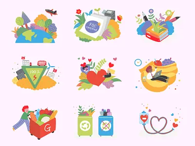 Environmental & Social Illustrations for Goodwille. art artwork branding design designer digital art digital illustration digitalart eco ecofriendly environment foodbank graphic design illustration illustration art illustrator recycling social sustain sustainability