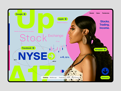 Stock Exchange - Web UI Concept currency economy exchange finance font green income microsoft nasdaq nyse promo shares stocks style trading type ui ux web sites