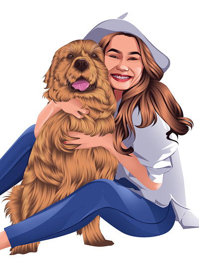 Girl With A Dog digitalart dogvectorarts girlwithdogart graphic design illustration vector vectorart vectorimages