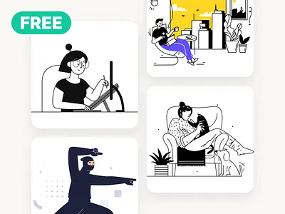 FREE vector illustrations set character characters free freebie giveaway illustration illustrations people vector work