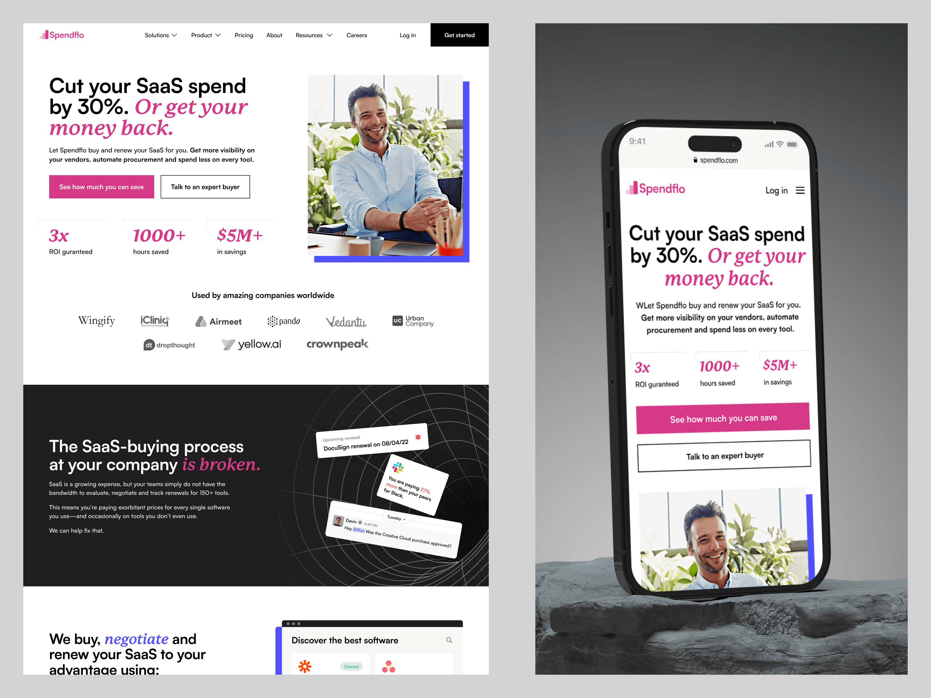 Spendflo.com : SaaS Website Revamp (Live) animation conversion rate optimisation homepage homepage design landing page design marketing site marketing website saas saas animation saas design web design web development webflow website website animation website revamp