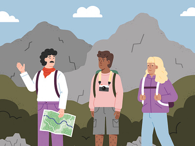 Good for the Team for Deutsch Perfekt 06/2023 alps editorial editorial illustration hike hiking illustration map mountain outdoors team team building work works outing