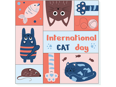 Cute cat card art card cat cute funny graphic design illustration world cat day