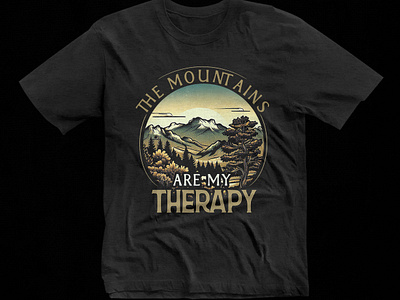 The Mountains are my Therapy T-shirt Design 3d animation branding custom t shirt design custom tee design graphic design illustration man tee motion graphics mountain life t shirt mountain t shirt t shirt design tee t shirt travel t shirt trendy t shirt design trendy tee typography t shirt vector vintage t shirt