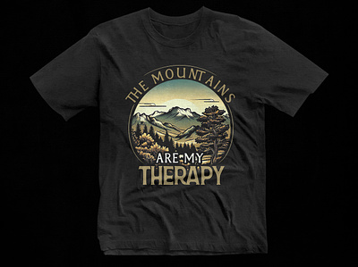 The Mountains are my Therapy T-shirt Design 3d animation branding custom t shirt design custom tee design graphic design illustration man tee motion graphics mountain life t shirt mountain t shirt t shirt design tee t shirt travel t shirt trendy t shirt design trendy tee typography t shirt vector vintage t shirt