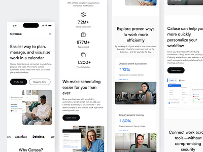 Catase - Responsive Design calendar design landing page landing page design landingpage meeting reminder responsive responsive design responsive web schedule schedule website task ui uiux ux web web design web responsive website