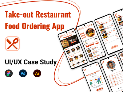 Food Ordering App UI/UX Case Study adobe photoshop adobe xd figma graphic design mobile app product design ui ux