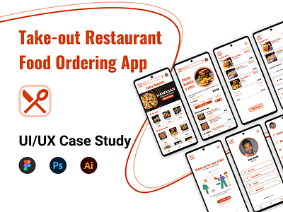 Food Ordering App UI/UX Case Study adobe photoshop adobe xd figma graphic design mobile app product design ui ux