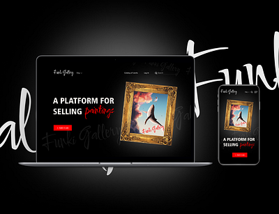 Platform for the sale of paintings “Funki Gallery” branding graphic design logo motion graphics ui