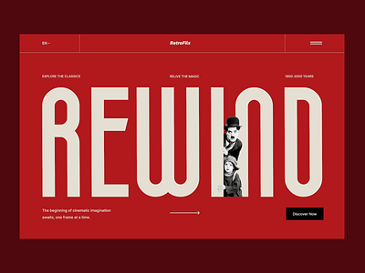 RetroFlix animation branding case study chaplin cinema design graphic design illustration logo motion graphics movie red retro typography ui ux vintage webdesign