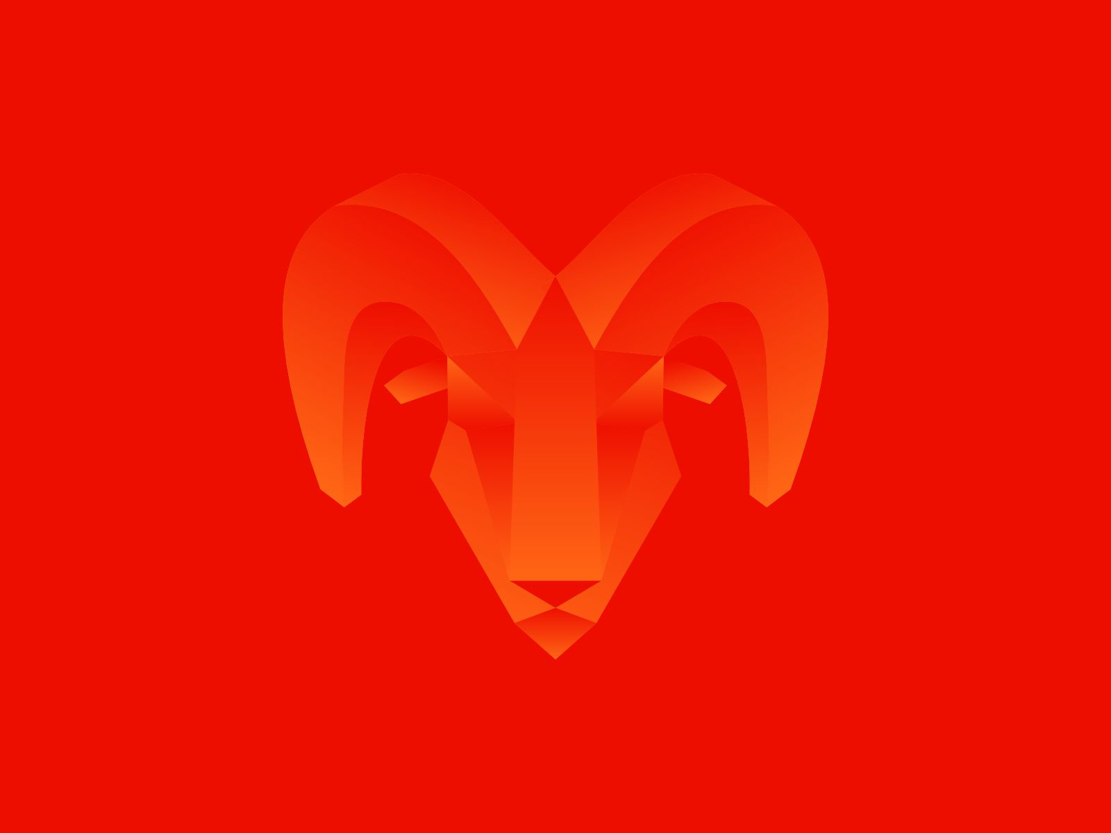 Goat / ram w large horns, low poly / origami logo design symbol by Alex  Tass, logo designer on Dribbble, image size:1600x1200