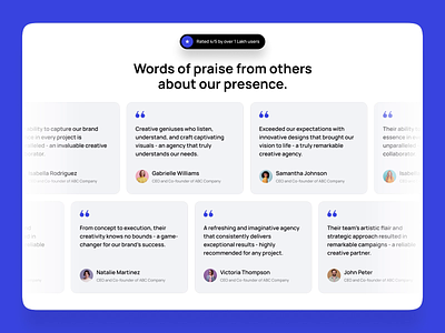 Testimonials - Animation after effects animation branding clean creative design designer feedback figma landing page minimal minimalist motion graphics review testimonial testimonials ui users ux website