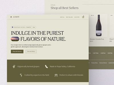 Landing page for a wine company green landing page olive tan ui ux web design wine company