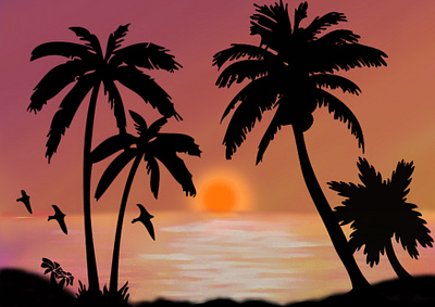 Sunset digital painting graphic design